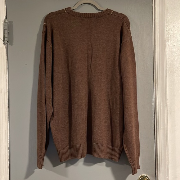 Oscar de la Renta Brown Crewneck Sweater with‎ Plaid Pattern XXL - Picture 4 of 4